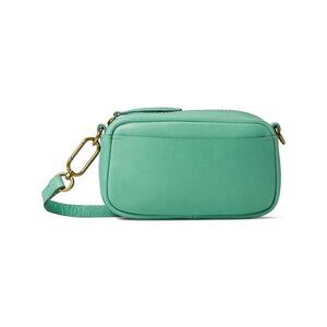 Madewell Leather Carabiner Mini Crossbody Bag in Dusty Verdigris (Teal)